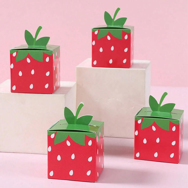 Event Party Box - 5/10/20 adet Çilek Parti Iyilik Kutusu