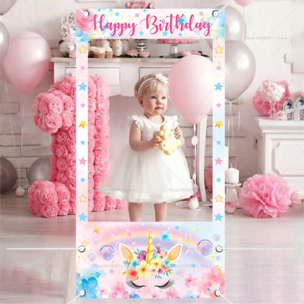 Photo Booth Frame - Unicorn Tema Fotoğraf Kabini Çerçeve Sahne
