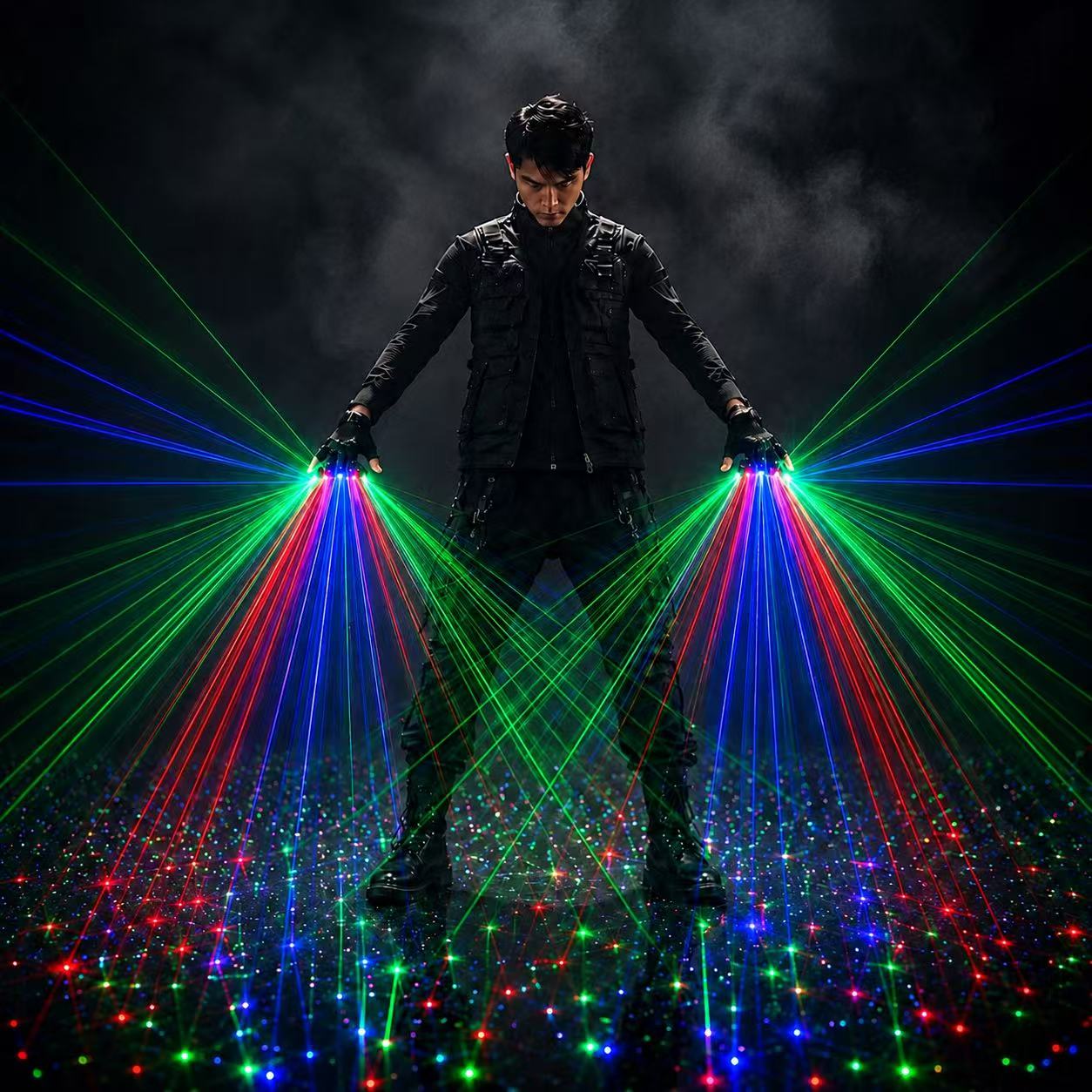 Event Party Dj - RGB Lazer Eldivenler Şarj Edilebilir Kırmızı