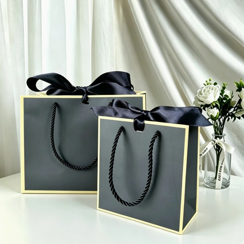 Event Party Box - Siyah Beyaz Kraft Kağıt Hediye Çantası,