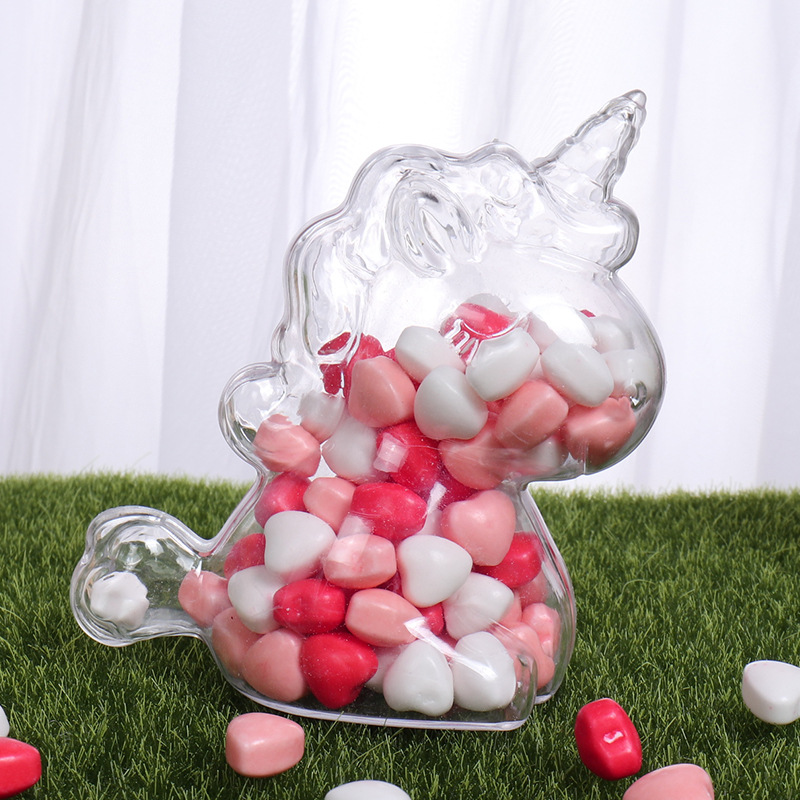 Event Party Box - 6 adet şeffaf plastik Unicorn şekil