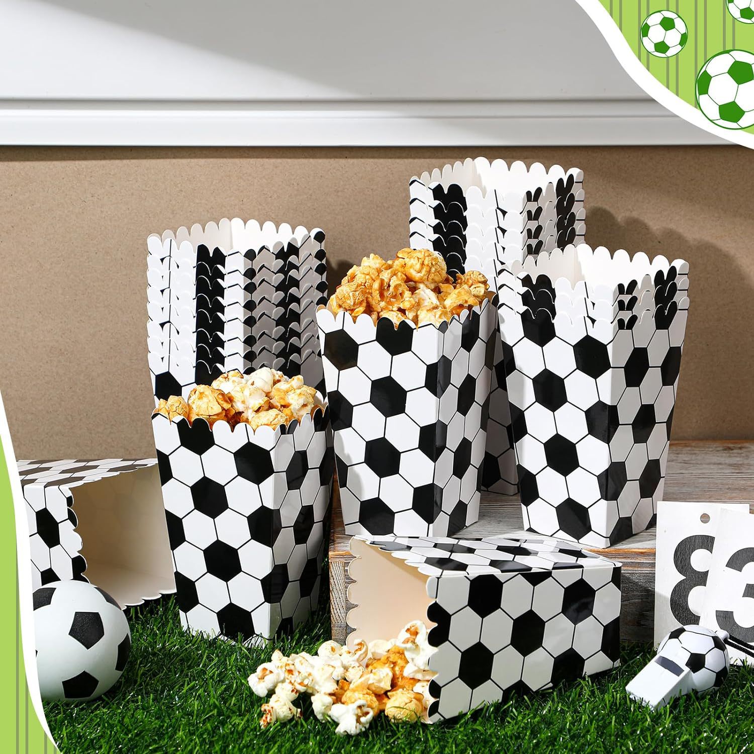 6/18 adet futbol patlamış mısı - Event Party Box incelemesi ve fiyatı